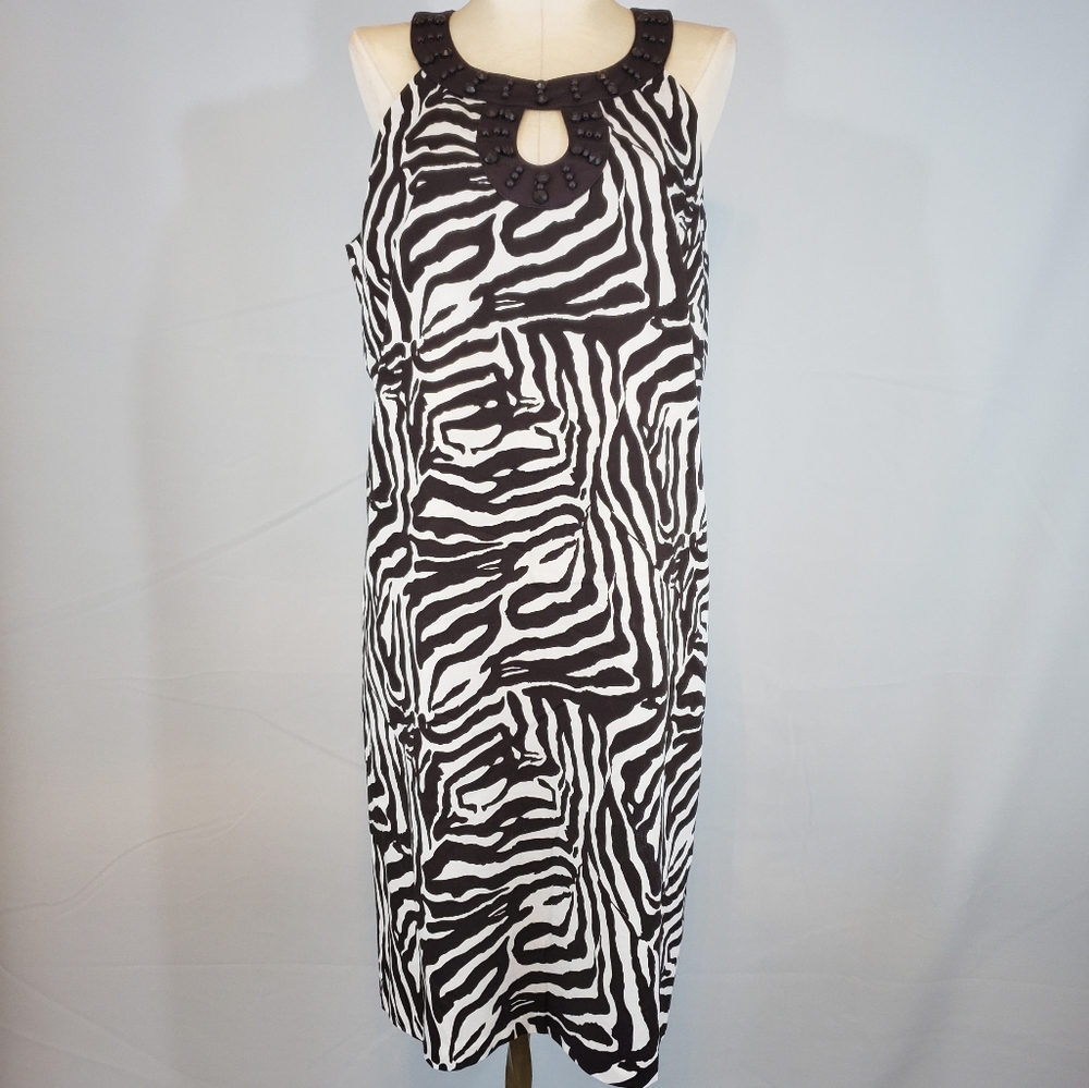 Loft zebra print dress with beaded detail size 8P
